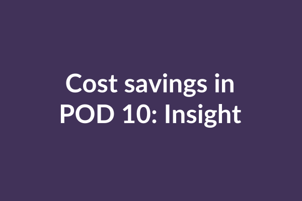 zensmart is showing Text on a purple background that reads "Cost savings in POD 10: Insight" in white font, highlighting the benefits of cost-cutting through On Demand manufacturing. with print workflow automation