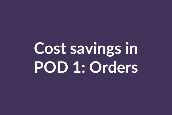 zensmart is showing A purple background with white text that reads "Cost savings in POD 1: Orders" highlights the advantages of cost cutting through custom manufacturing. with print workflow automation