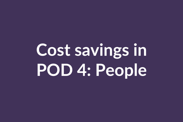 zensmart is showing White text on a purple background reads "Cost savings in POD 4: People and Custom Manufacturing. with print workflow automation