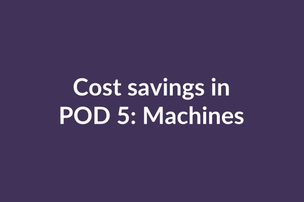 zensmart is showing White text on a purple background reads "Cost savings in POD 5: Machines, emphasizing on-demand manufacturing. with print workflow automation