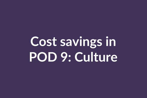 zensmart is showing Text on a purple background that reads, "Cost savings in POD 9: Culture and custom manufacturing. with print workflow automation