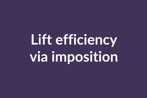 zensmart is showing A purple background with the words "Lift efficiency via imposition" written in white bold text highlights cost-cutting opportunities. with print workflow automation