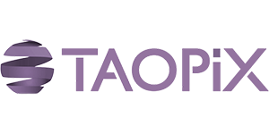 zensmart is showing Logo of Taopix featuring a purple, spherical icon on the left with three curved, horizontal lines cutting through it, accompanied by the text "TAOPIX" in uppercase purple letters. The design has a modern and clean aesthetic, reminiscent of an online marketplace like Etsy for handmade goods. with print workflow automation