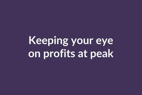 zensmart is showing A purple background with white text that reads "Keeping your eye on profits at peak with Auto Draft. with print workflow automation
