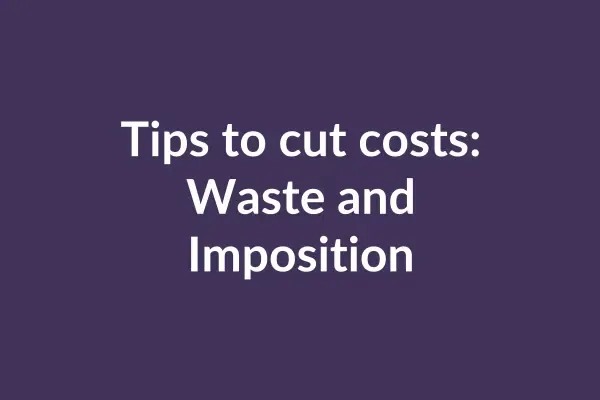 zensmart is showing A purple background with white text centered that reads, "Tips to cut costs: Material Waste and Imposition. with print workflow automation