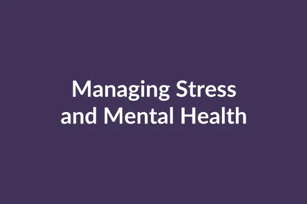 zensmart is showing A dark purple slide with white text in the center that reads "Managing Stress and Mental Health" serves as the introduction to a crucial video presentation. with print workflow automation