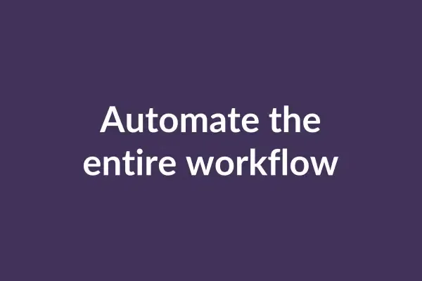 zensmart is showing A purple background with white text in the center that reads, "Auto Draft: Automate the entire workflow. with print workflow automation