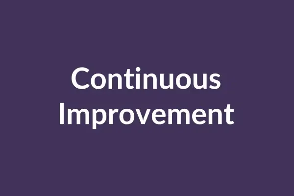 zensmart is showing The image displays the words "Continuous Improvement" in white text, skillfully centered on a purple background, utilizing an Auto Draft design. with print workflow automation