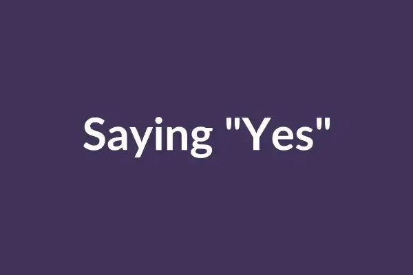 zensmart is showing A dark purple background with the white text "Saying 'Yes'" in the center, reminiscent of an Auto Draft header. with print workflow automation