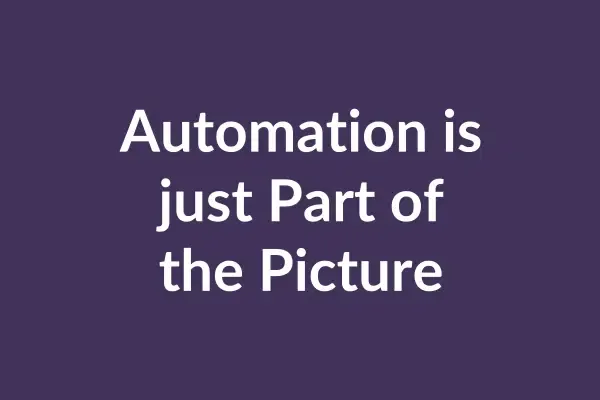 zensmart is showing A purple background with white text stating, "Automation is just Part of the Picture. with print workflow automation