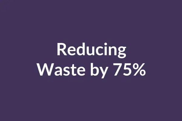 zensmart is showing Text on a purple background reads "Achieving 75% Waste Reduction". with print workflow automation