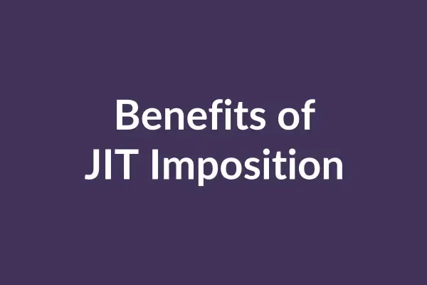 zensmart is showing Text on a purple background reads, "Benefits of Just-in-Time Imposition" in white font, highlighting the advantages of this efficient method. with print workflow automation