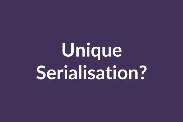zensmart is showing White text on a dark purple background asks, "Unique Serialisation Opportunities?. with print workflow automation